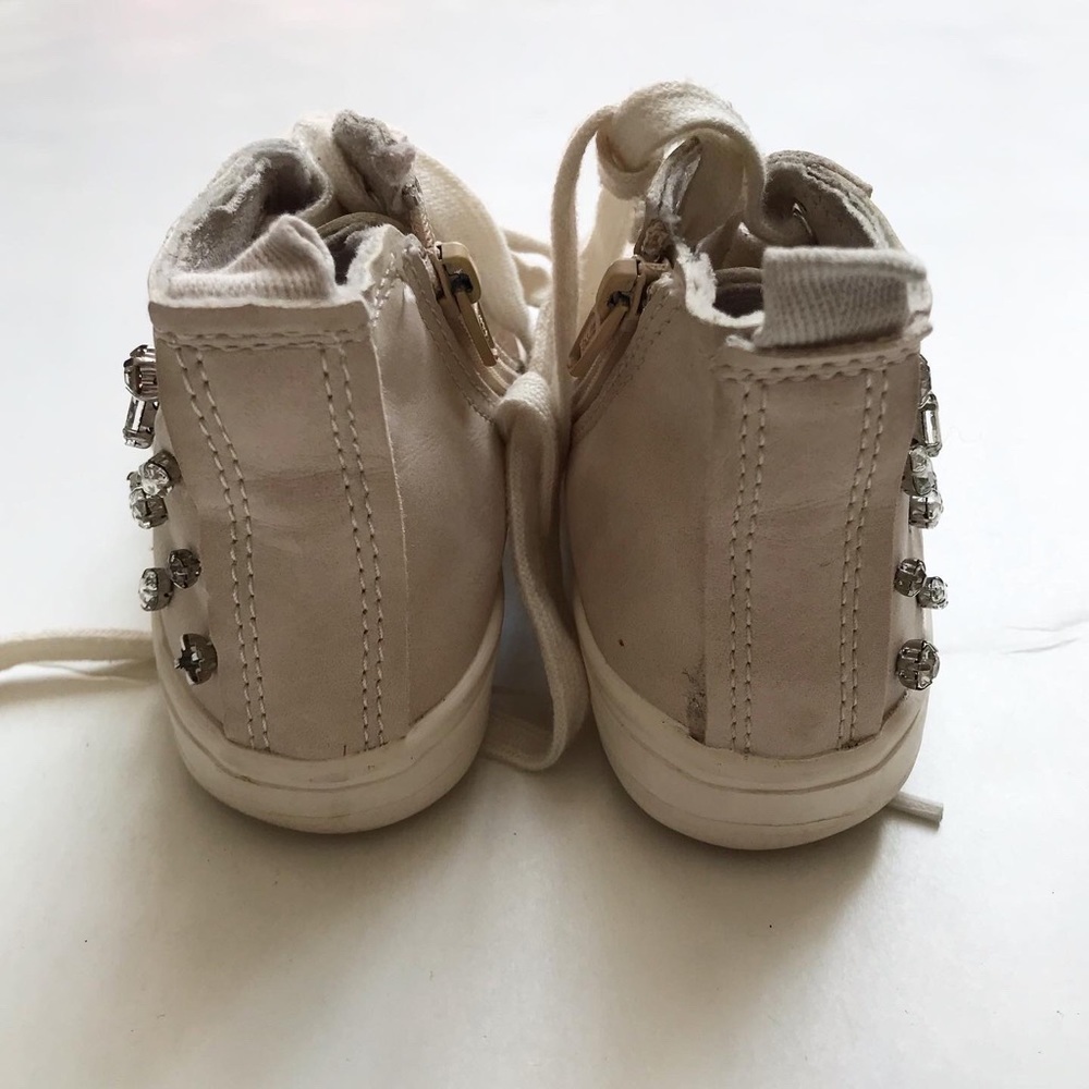 Zara cream jewel studded high-top sneakers VGUC (missing jewels) size 26(9.5) - Picture 9 of 10